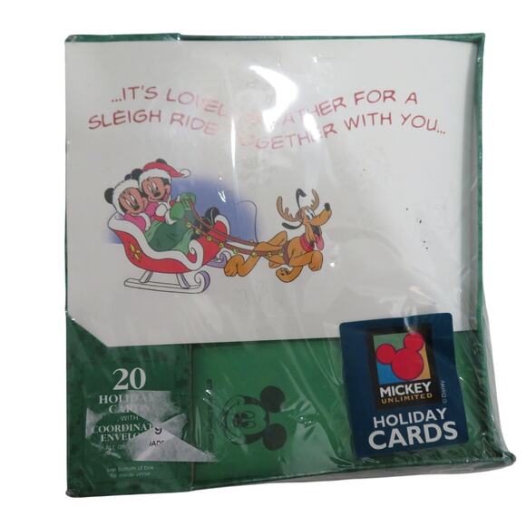 Mickey Unlimited Disney Vintage Holiday Cards Mickey Minnie Pluto Christmas Card - Picture 1 of 3